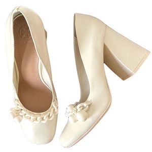 SOLD Tory Burch Leather Addison 95mm Pump Heals Ivory White Size 10 NWOT